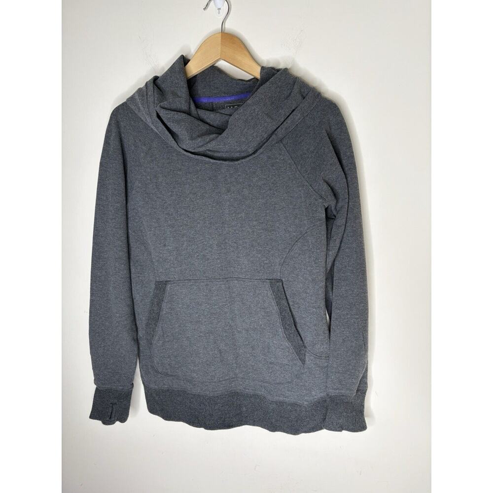 LL Bean Womens Size M Pullover Sweatshirt Cowl Neck Long Sleeves Thumb Hole Gray